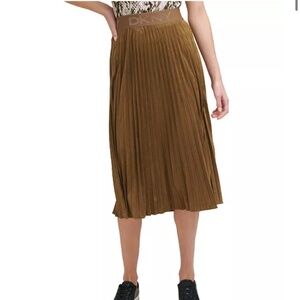 NWT DKNY Pleated Faux-Suede Midi Skirt